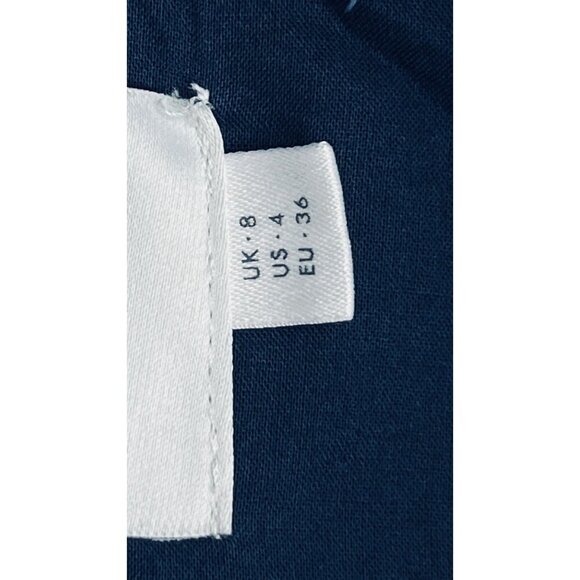 Anthropologie HD In Paris Sleeveless Button Up Shirt  Size 4 Navy Blue High Low - Picture 15 of 15